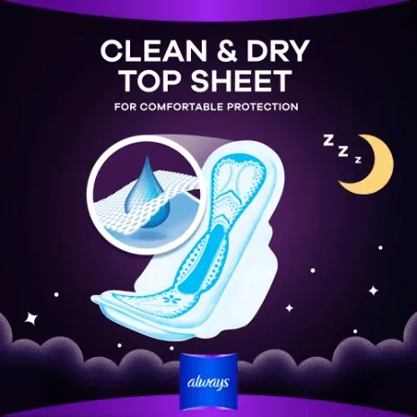 Always Clean & Dry Maxi Thick Night Sanitary Pads - 24Pcs