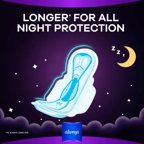 Always Clean & Dry Maxi Thick Night Sanitary Pads - 24Pcs