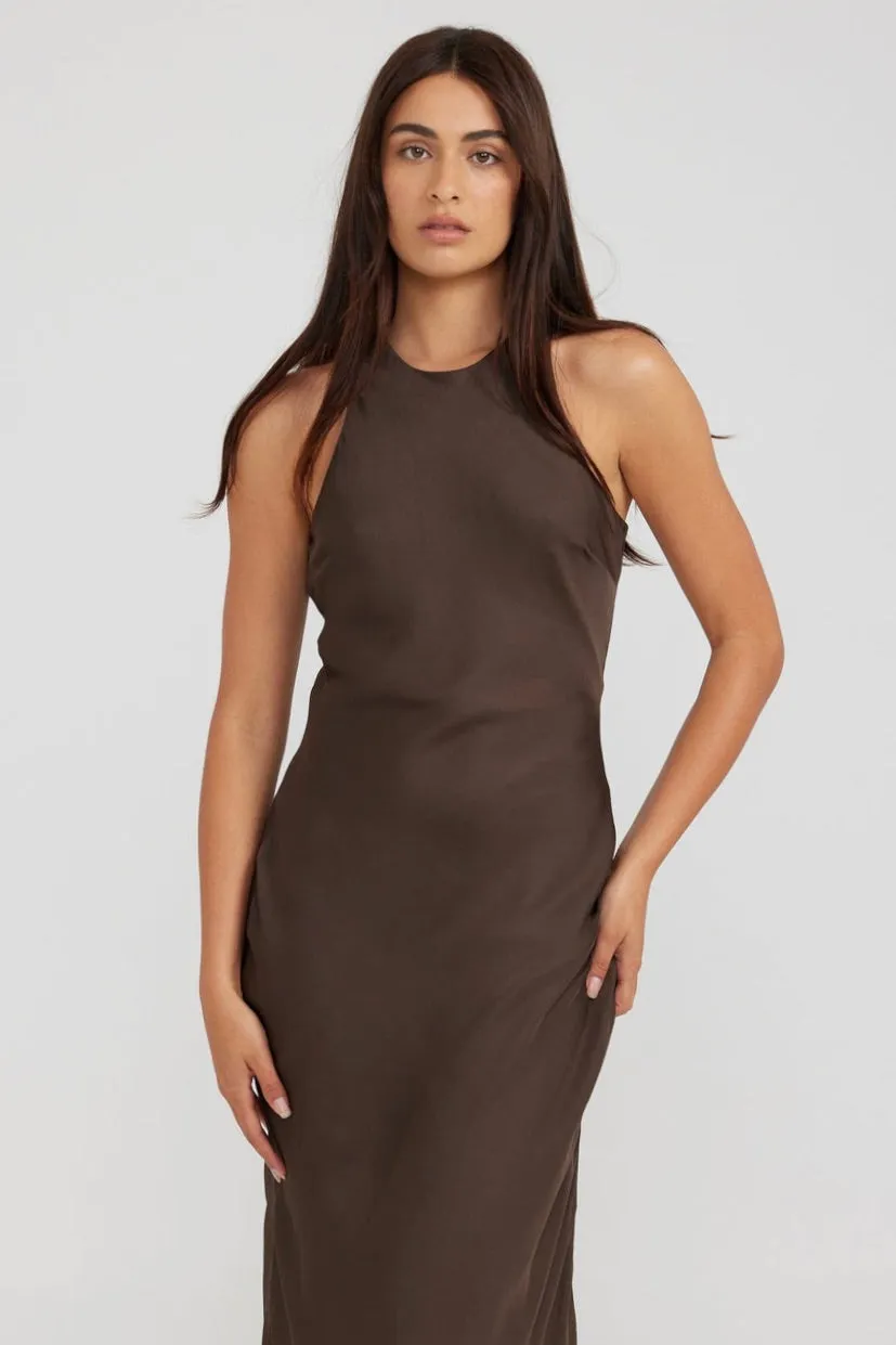 Arabella Brown Midi Dress