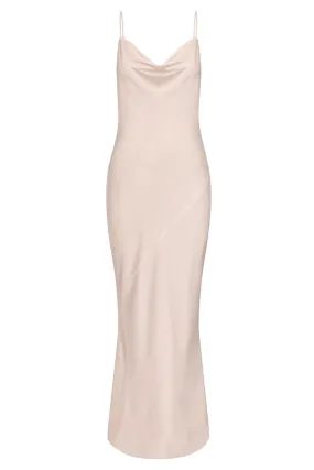 Bias Cowl Neck Maxi Dress - Pink