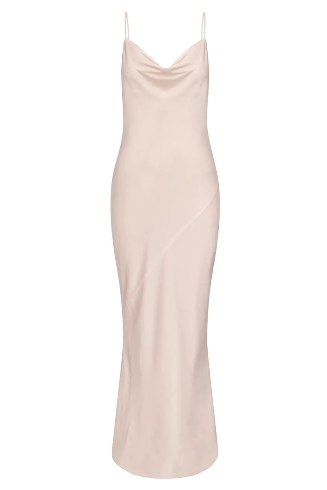 Bias Cowl Neck Maxi Dress - Pink