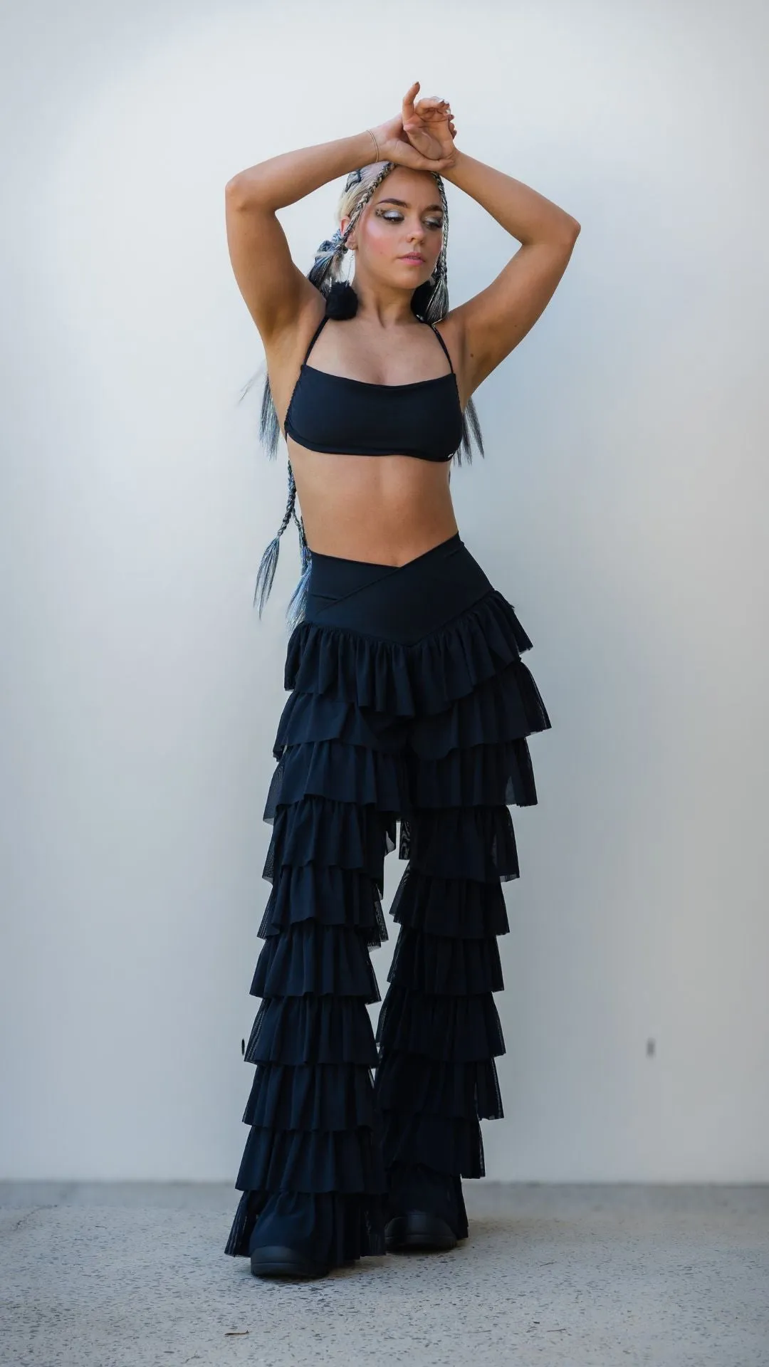 Black Ruffle Flares