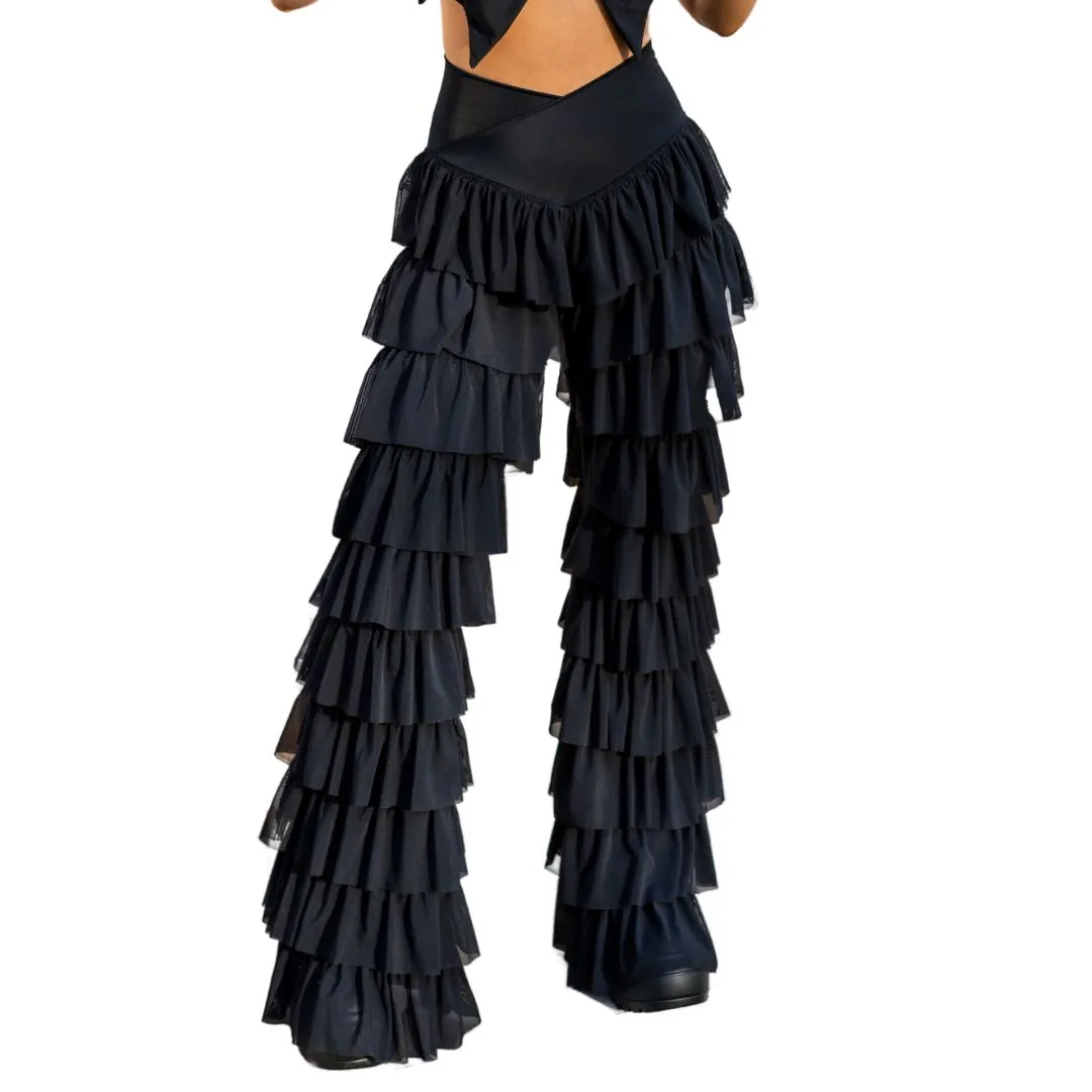 Black Ruffle Flares