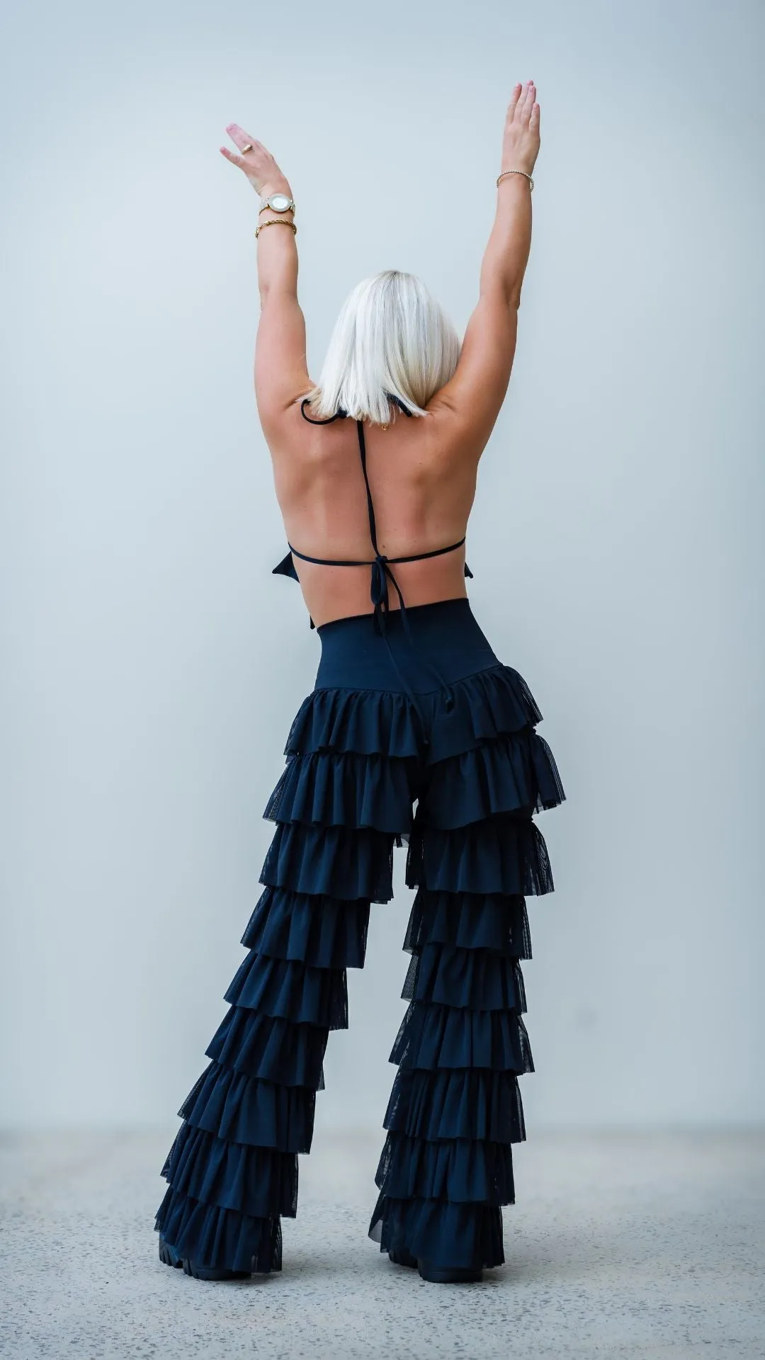 Black Ruffle Flares