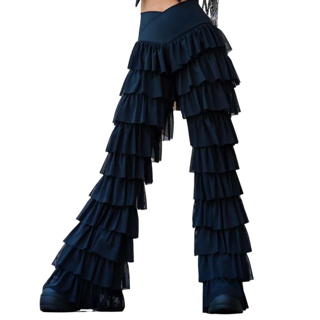 Black Ruffle Flares