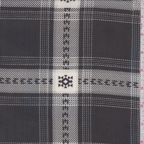 Black/Cream Southwest Plaid Crepe Chiffon Fabric