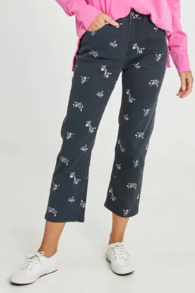 Bloom Floral Jean in Navy