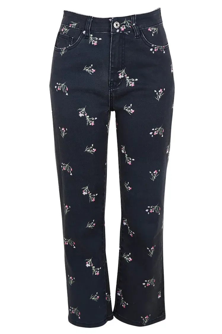 Bloom Floral Jean in Navy