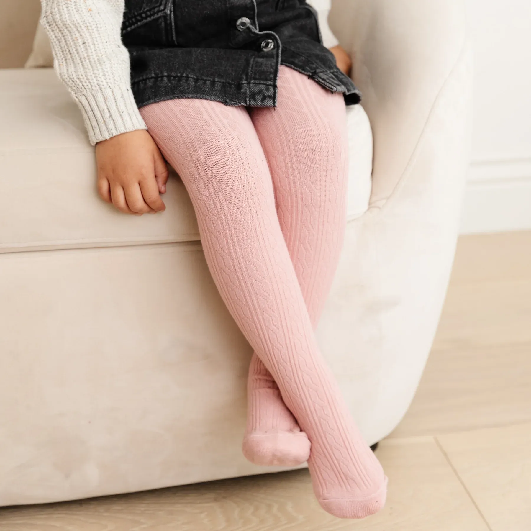 Blush Cable Knit Tights