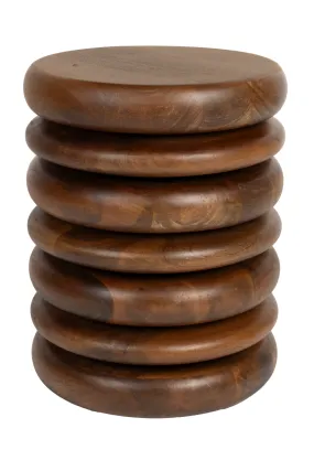 Brown Wooden Layered Stool | Zuiver Disc