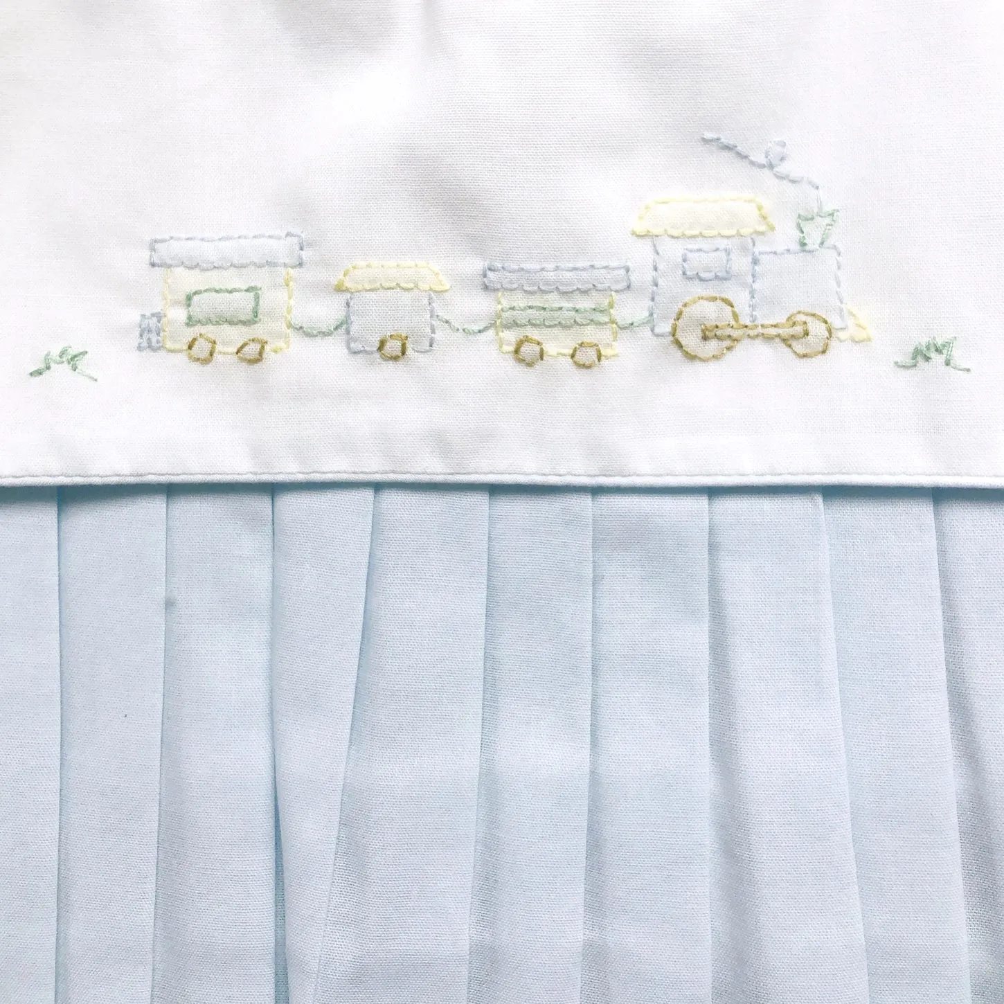 Bubble Romper With Train Embroidery