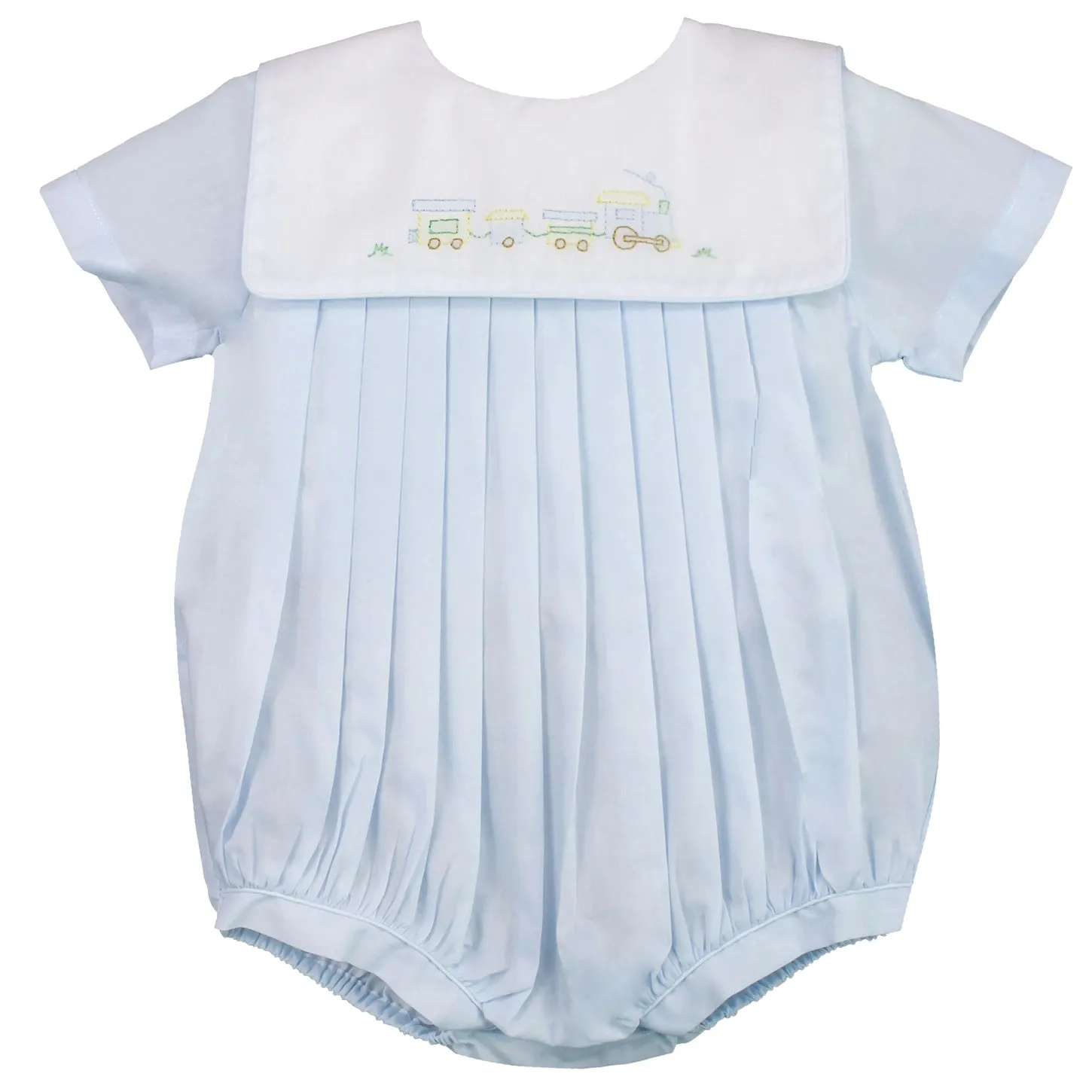 Bubble Romper With Train Embroidery