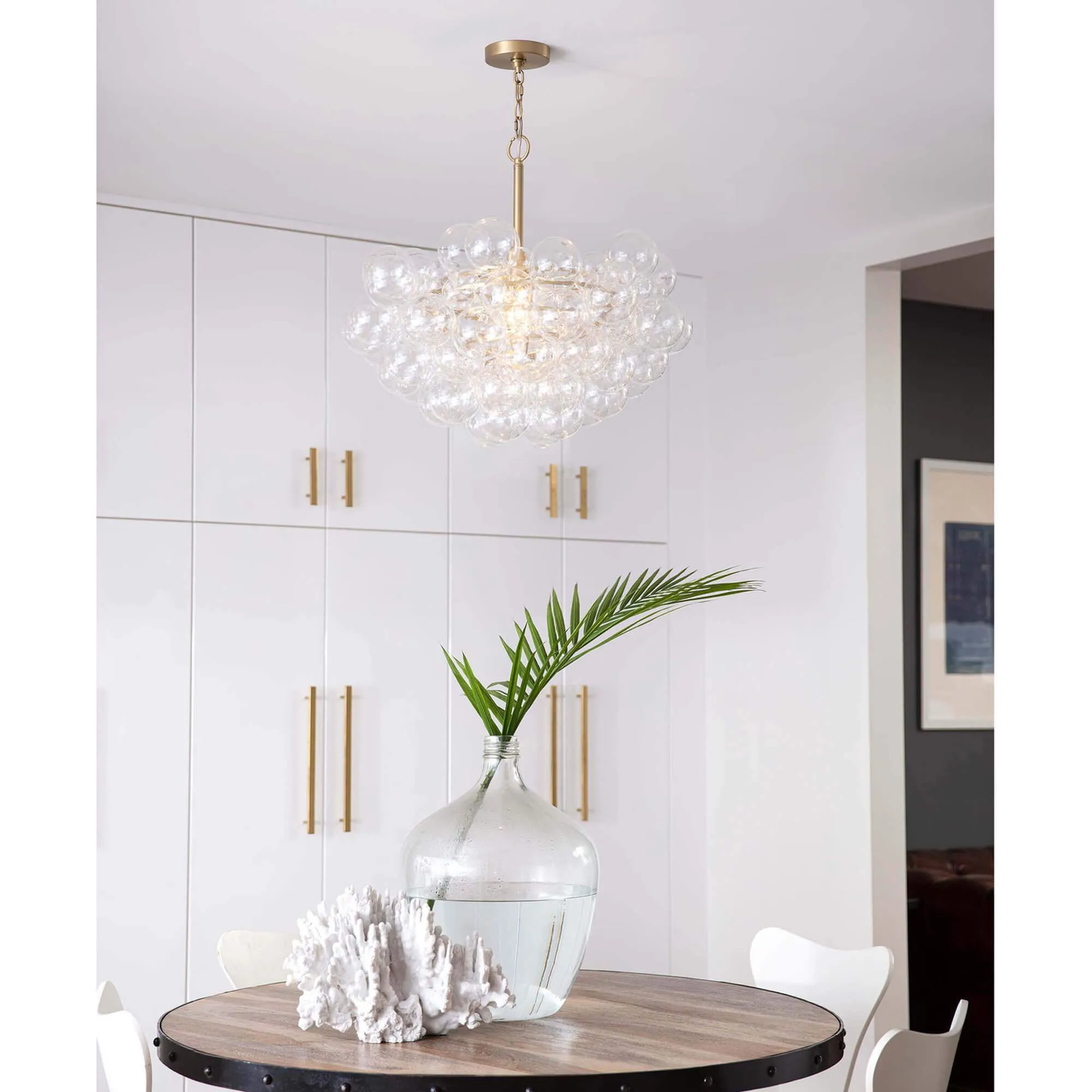 Bubbles Chandelier, Natural Brass