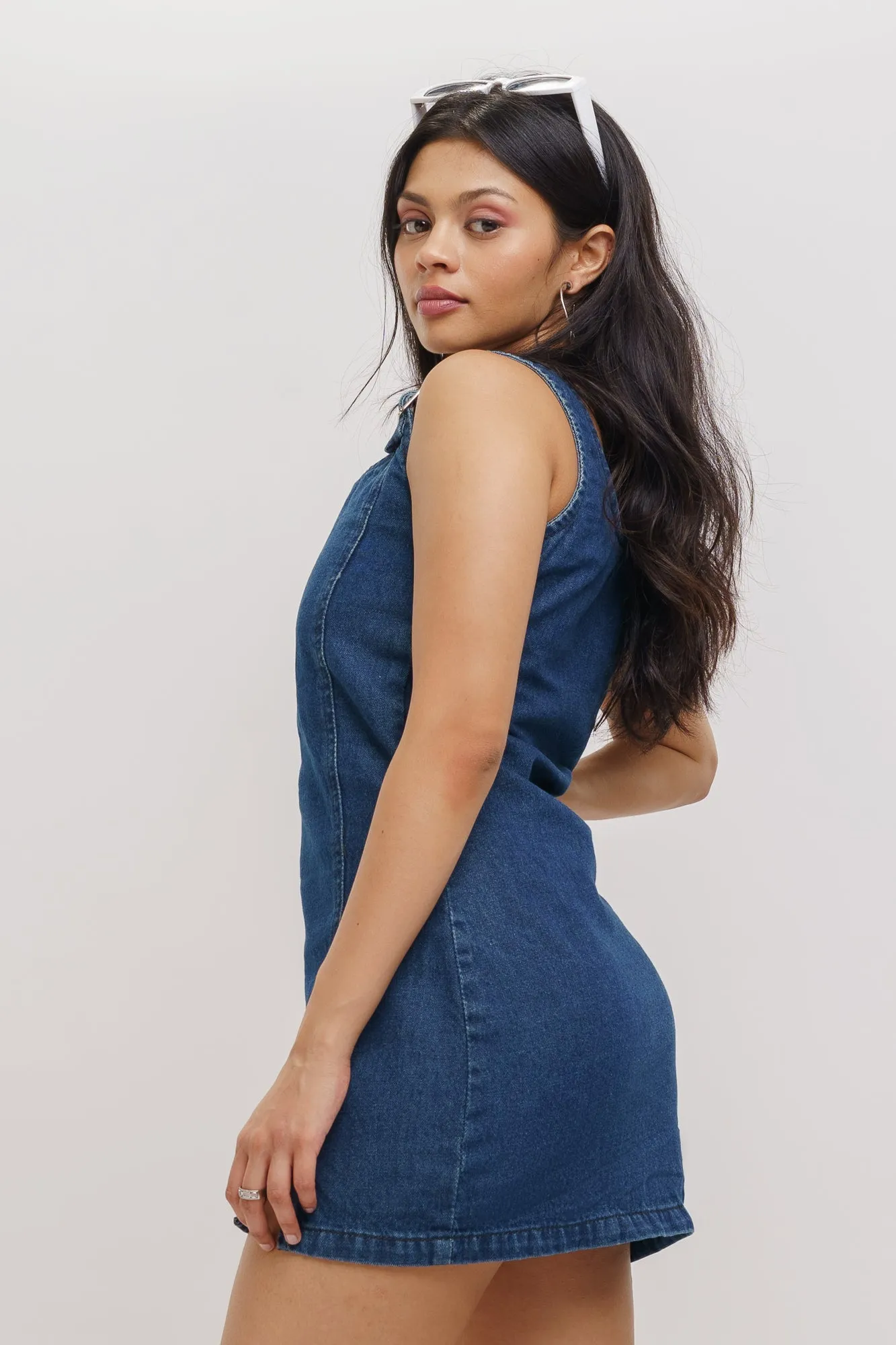 Buckle Up Denim Short Dress