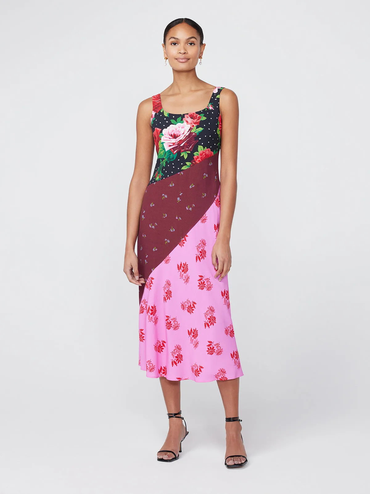 Cala Rose Mixed Print Slip Dress