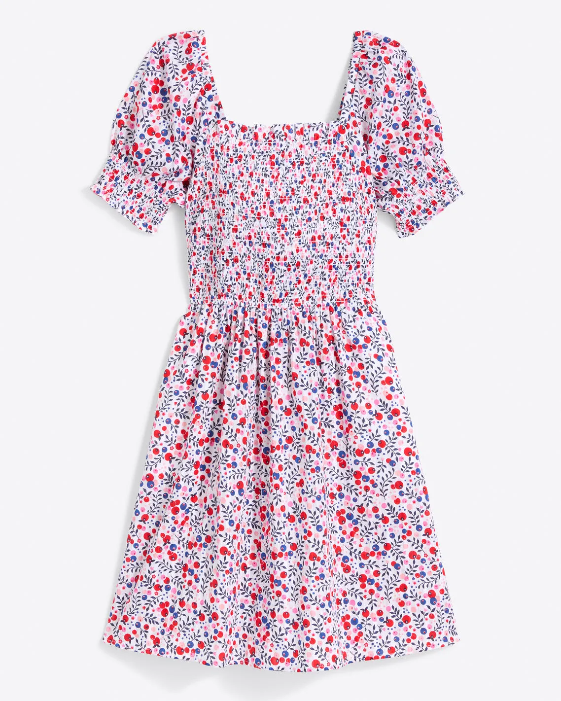 Cam Smocked Dress in Berry Print