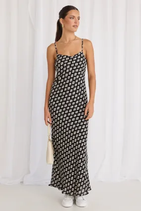 Camero Geo Spot Strappy Bias Maxi Dress