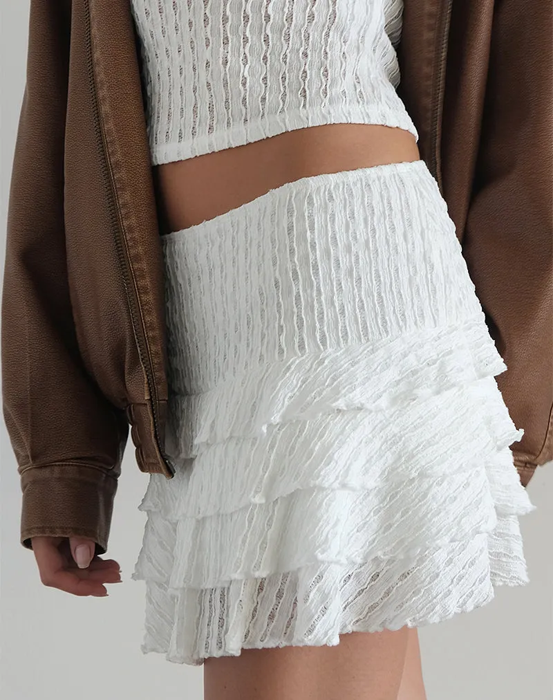 Carlota Mini Skirt in Crinkle White