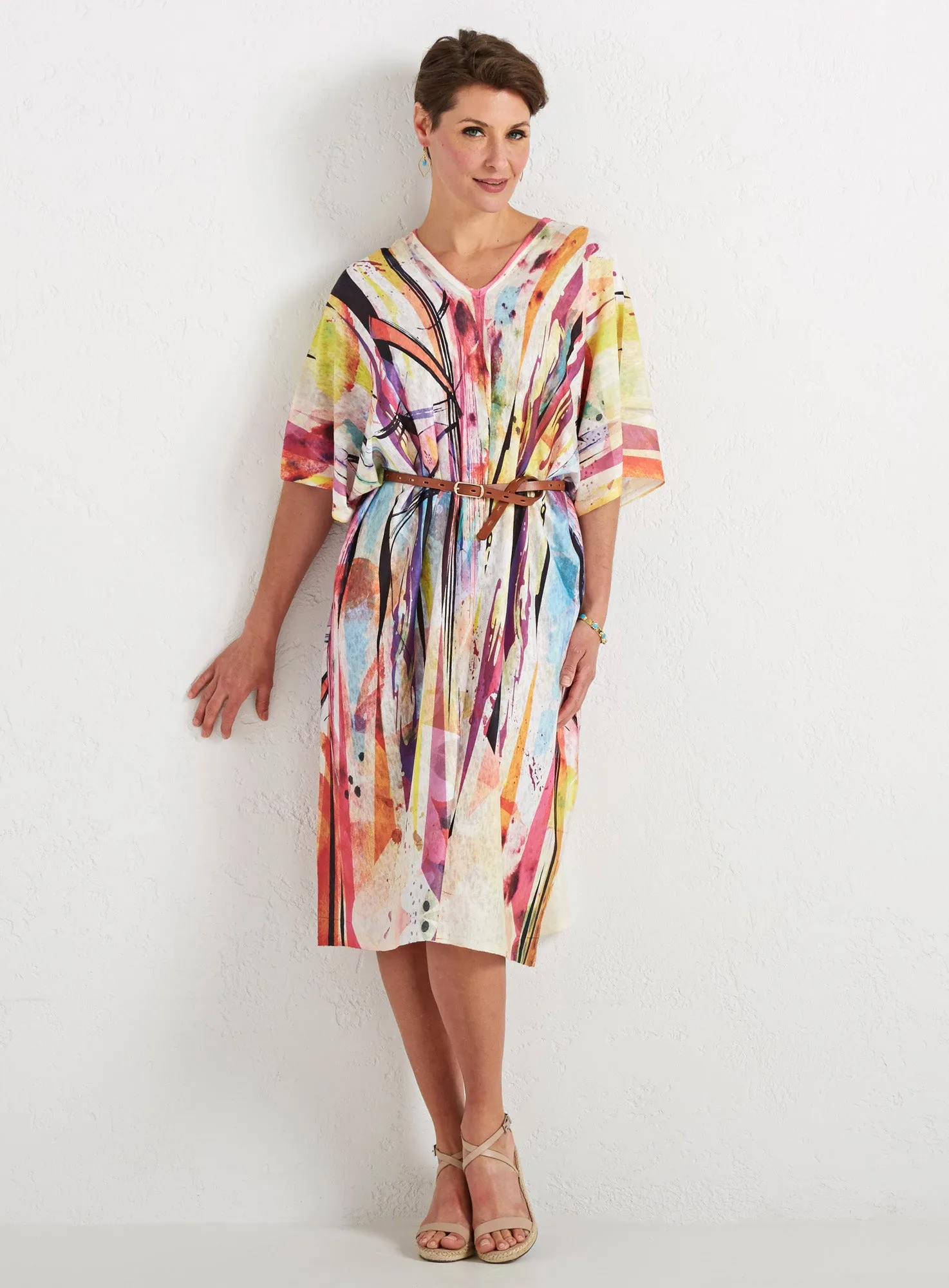 Color Wash Short Caftan Dress