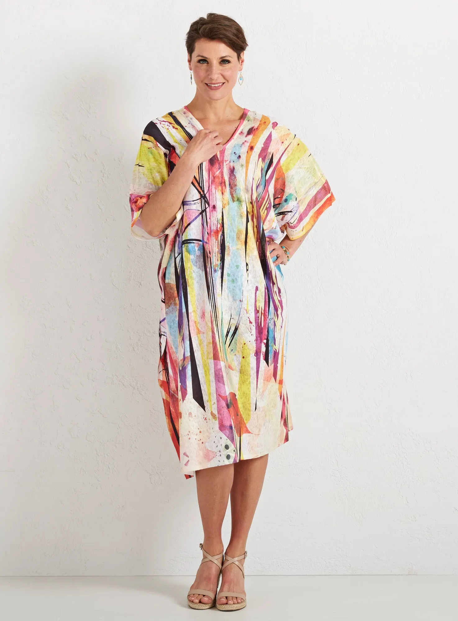 Color Wash Short Caftan Dress