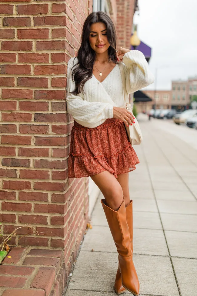 Couldn't Be Better Rust Multi Smocked Waist Floral Skirt