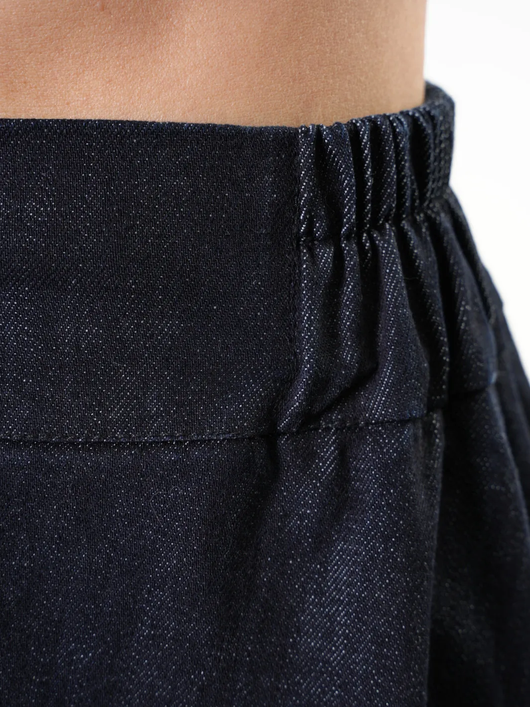 Dark Denim Skirt With Linen