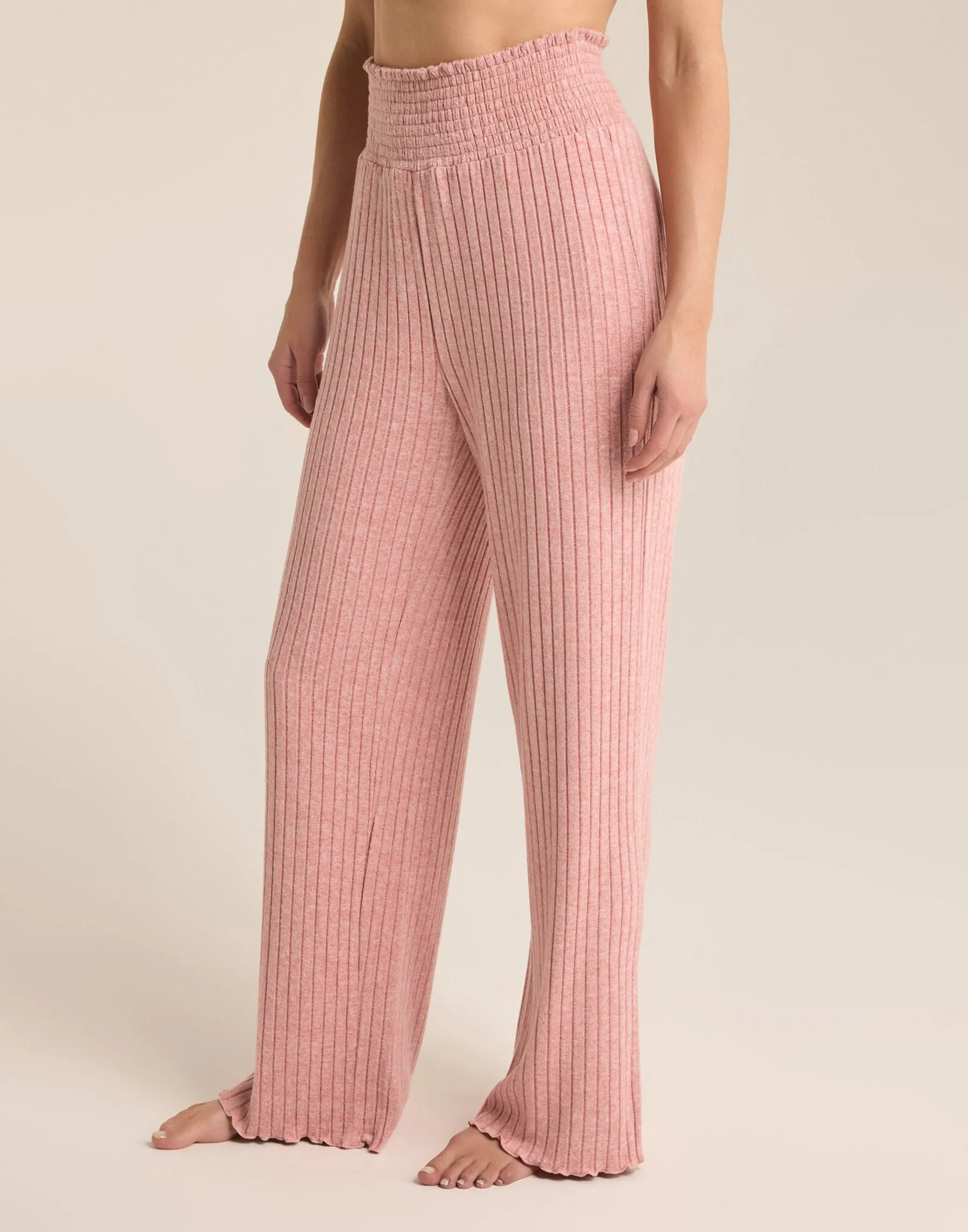 Dawn Smocked Rib Pant by Z Supply - Rosebud