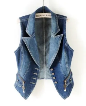 Denim Button Vest