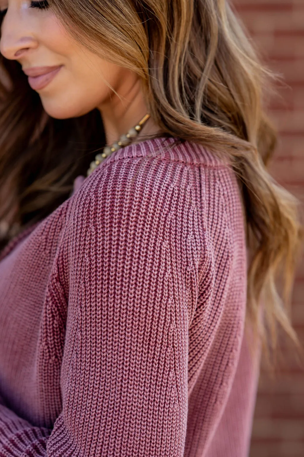 Edgy Button Accented Knit Sweater