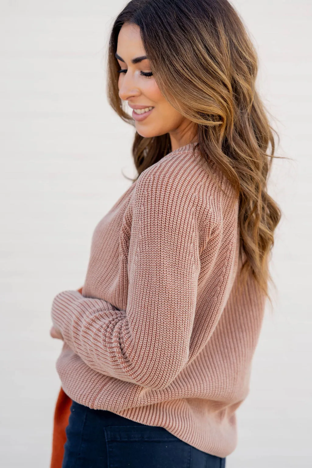 Edgy Button Accented Knit Sweater