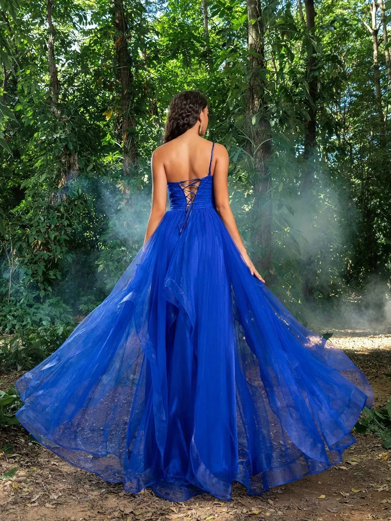 Elegant Tulle One Shoulder Asymmetrical Hem Prom Dress