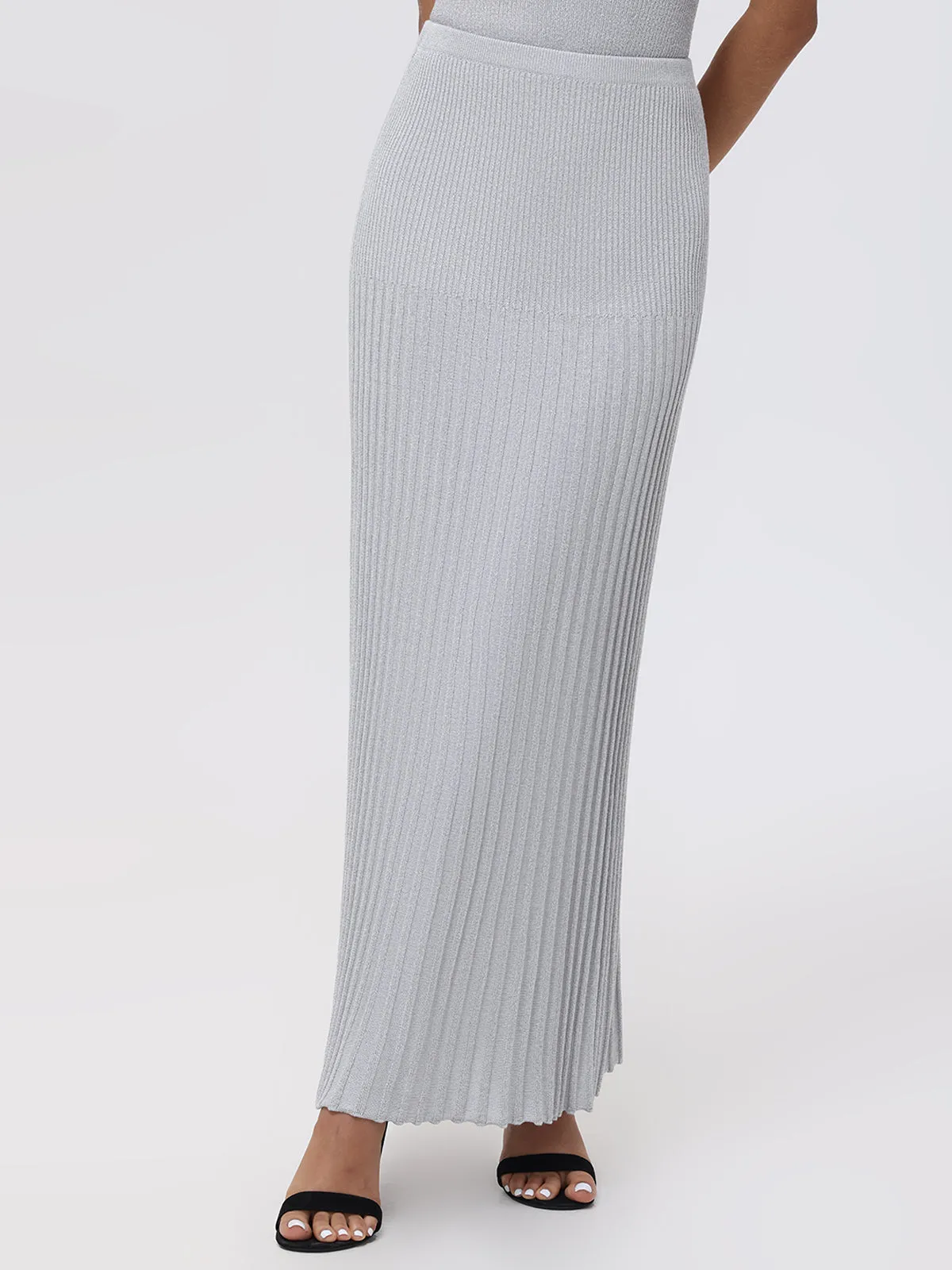 Eloise:  Metallic Maxi Pleated Skirt