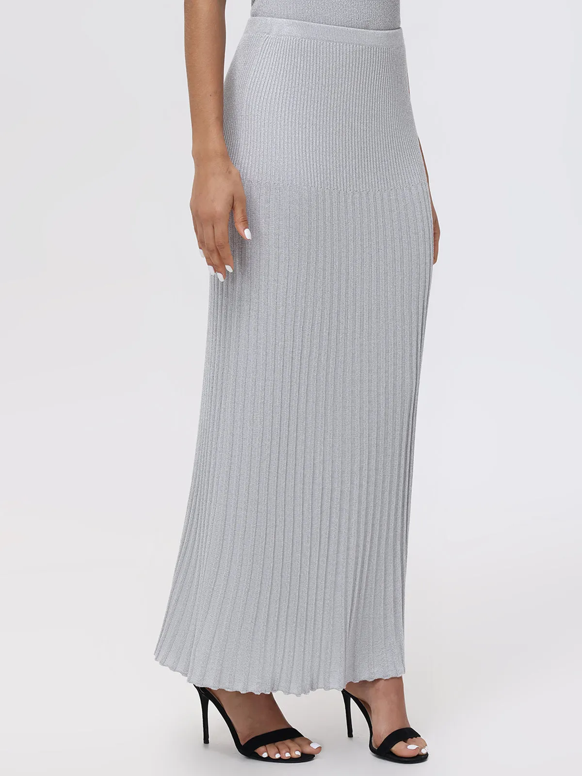 Eloise:  Metallic Maxi Pleated Skirt