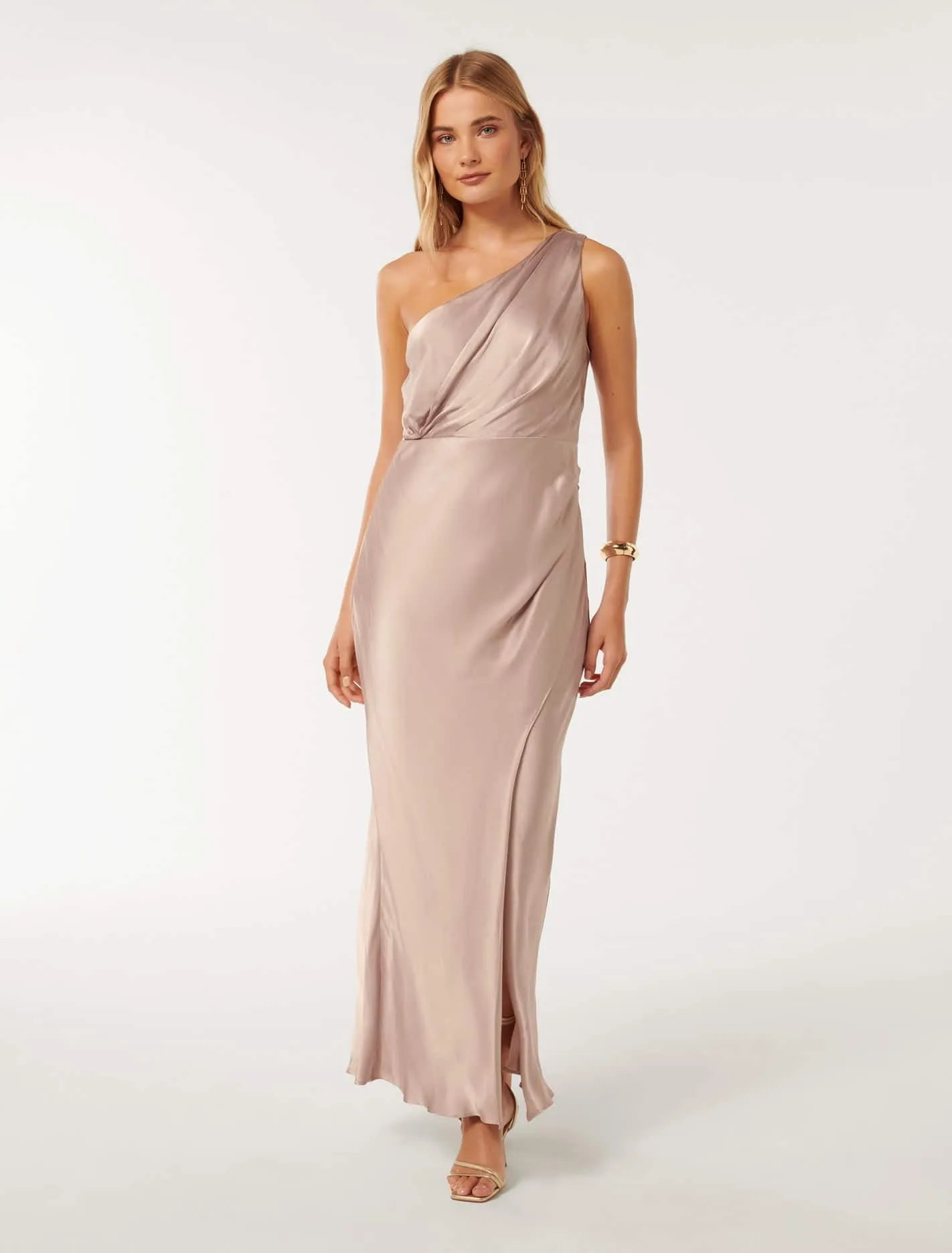 Emily One Shoulder Satin Maxi Dress