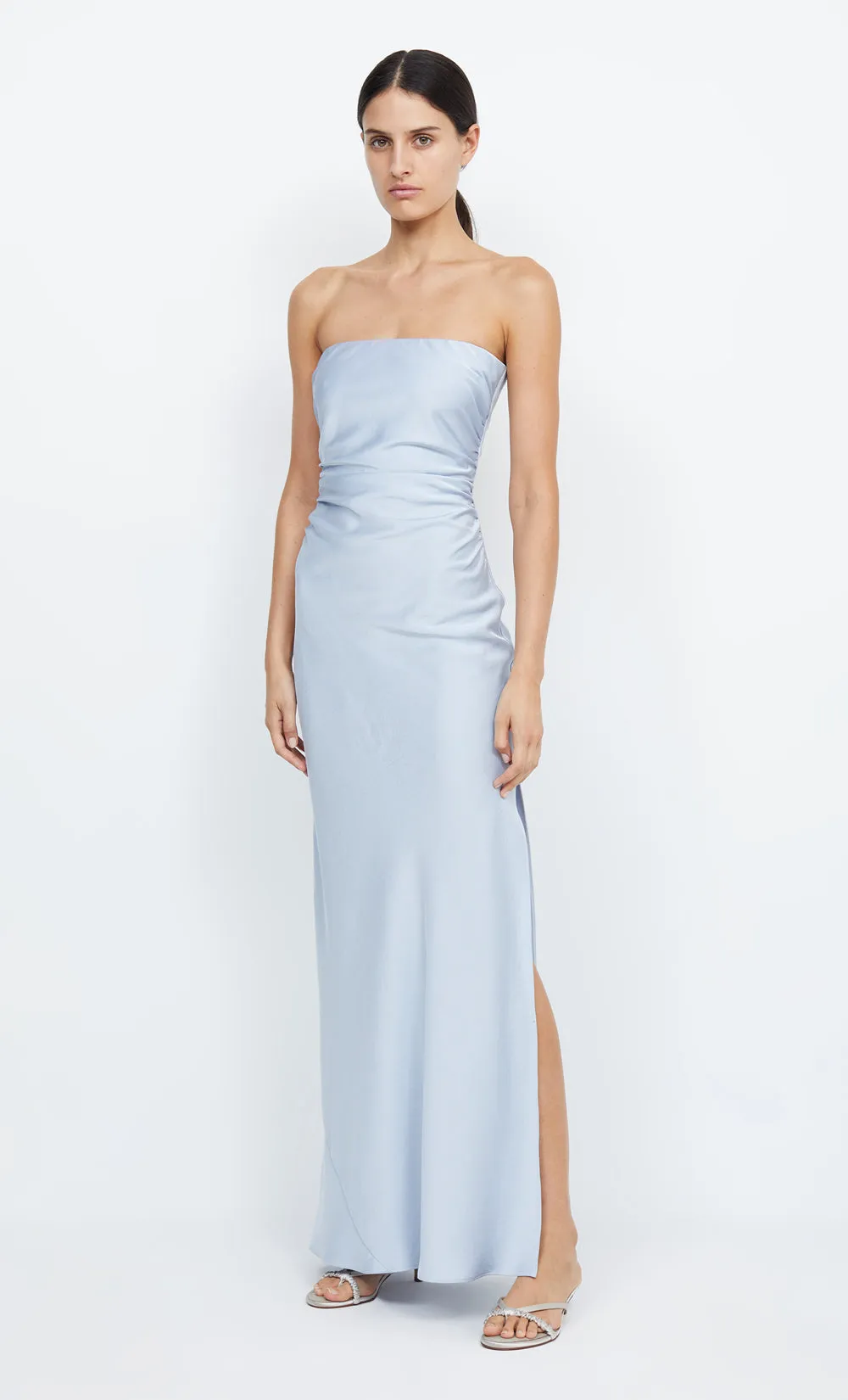 ETERNITY STRAPLESS MAXI DRESS - DUSTY BLUE