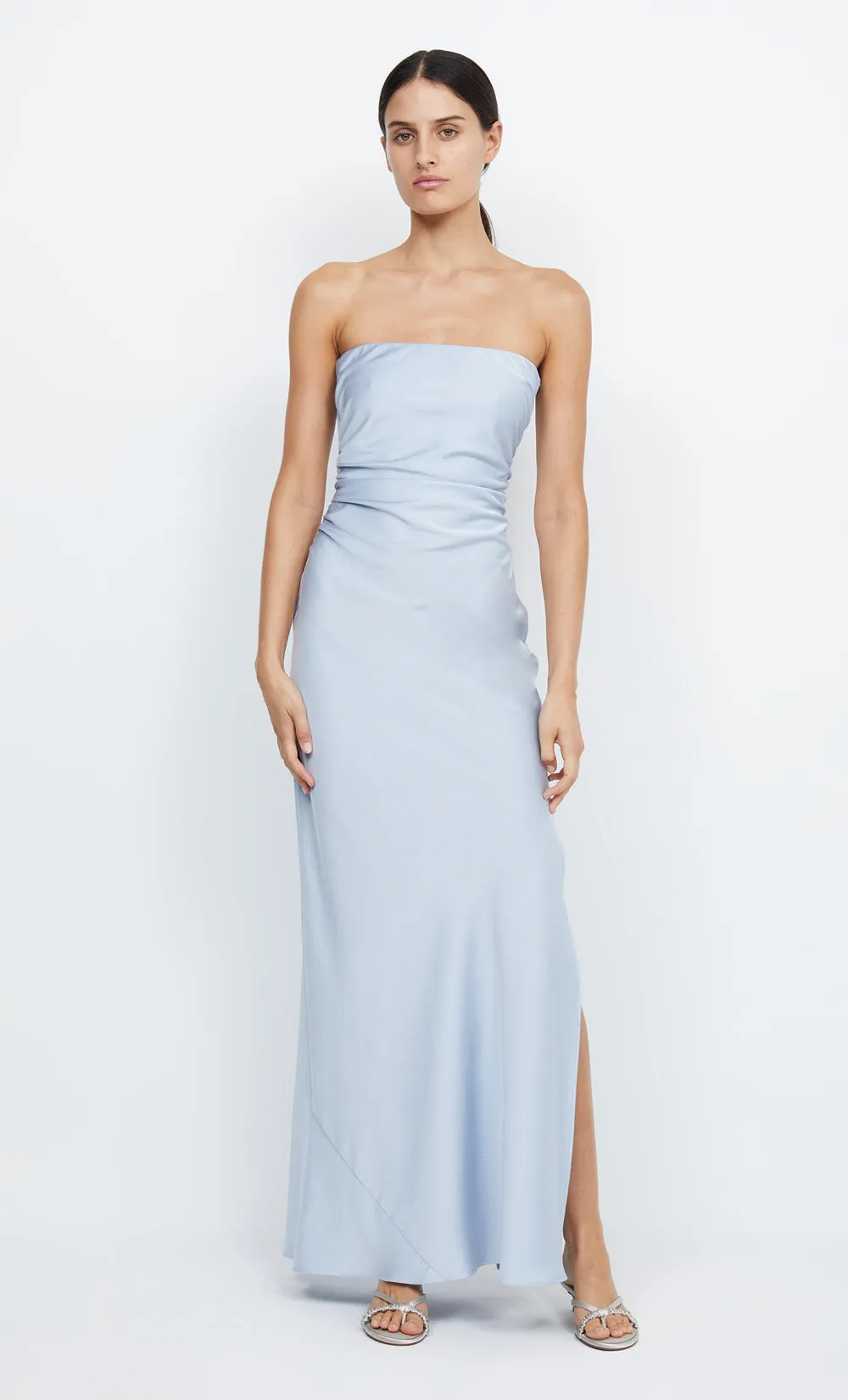 ETERNITY STRAPLESS MAXI DRESS - DUSTY BLUE