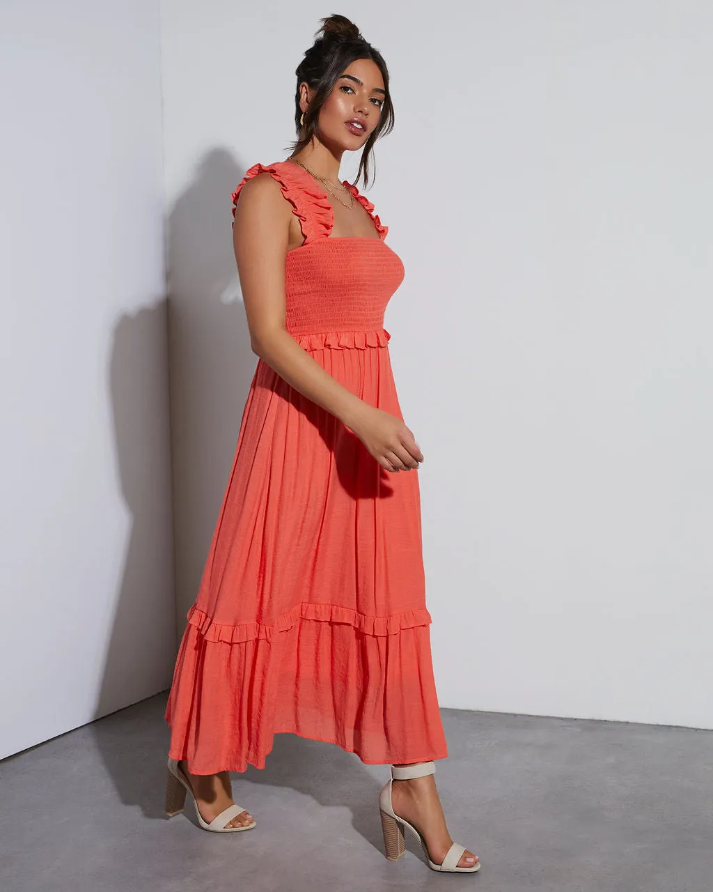 Feminine Frills Smocked Maxi Dress