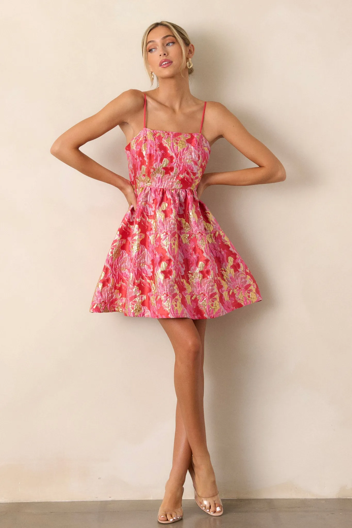 Fluorescent Dreams Pink Jacquard Mini Dress