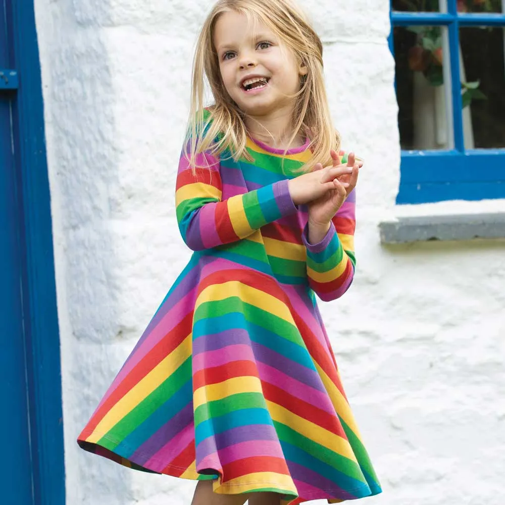 Frugi Foxglove Rainbow Sofia Skater Dress