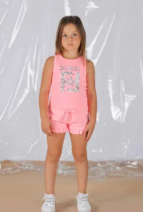 Fun & Fun Mini Girls Flourescent Fushia Shorts & Top