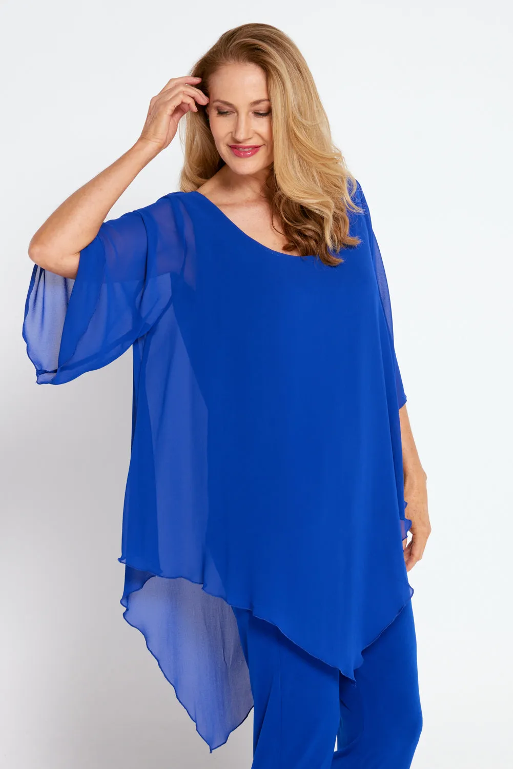 Genevieve Chiffon Top - Royal Blue