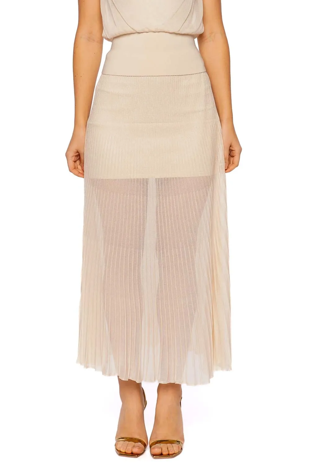 Gennie Pleated Knit Midi Skirt