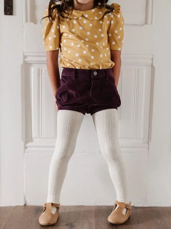 Heathered Ivory Cable Knit Tights  || Little Stocking Co