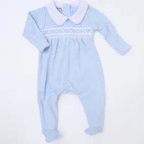 Hudson Smocked Footie - Light Blue