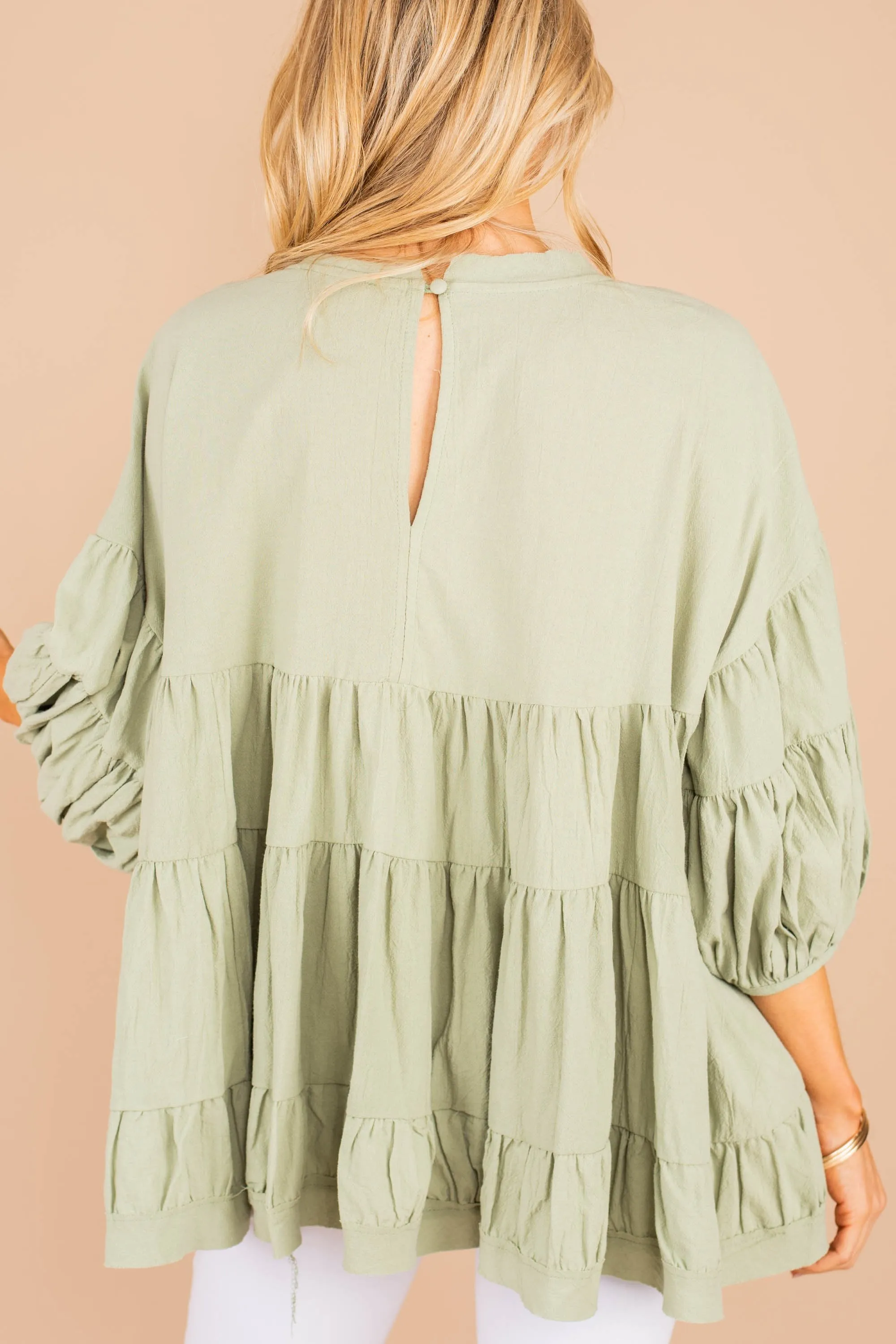 In My Feels Sage Green Tiered Top