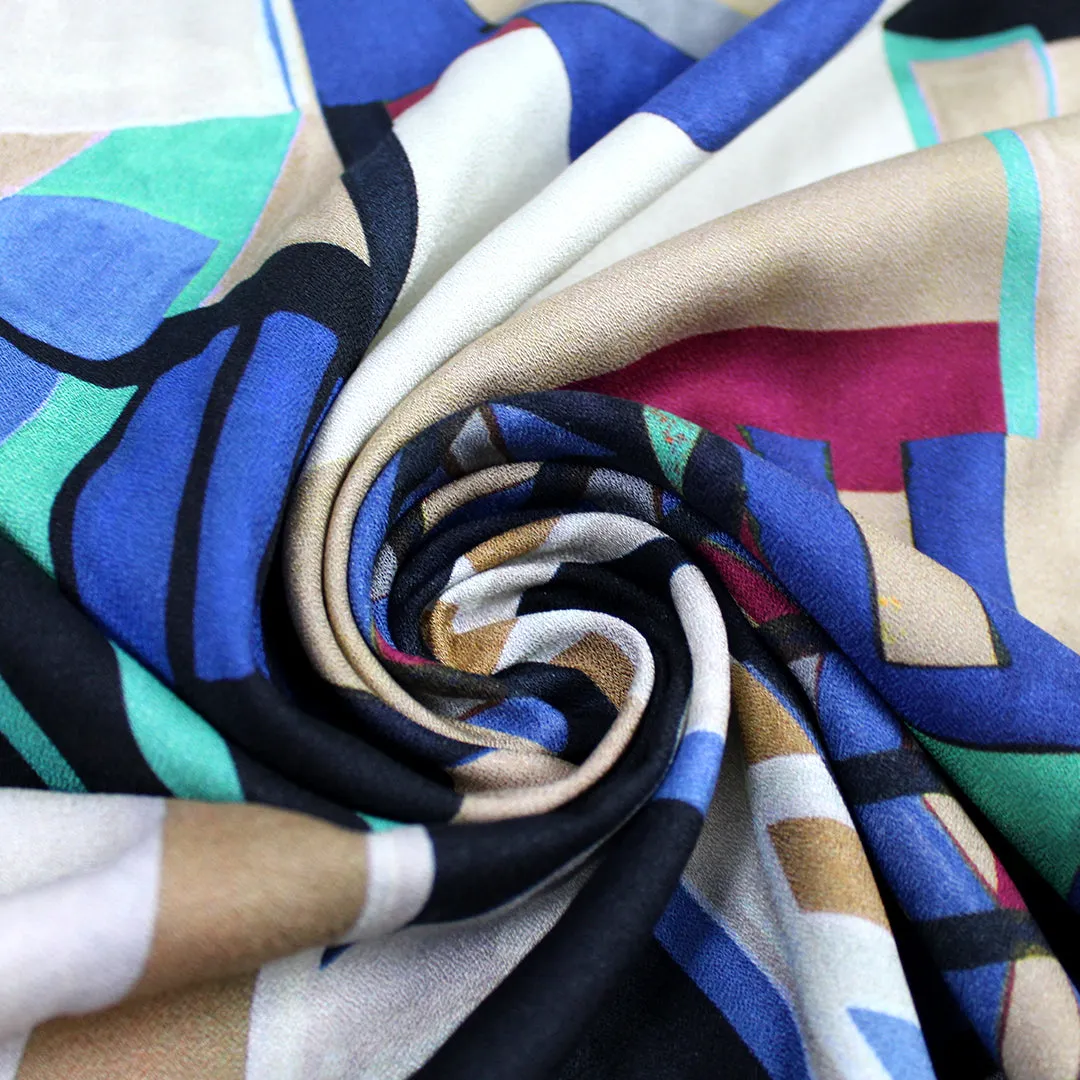 Italian 'curious shapes' viscose crepe woven