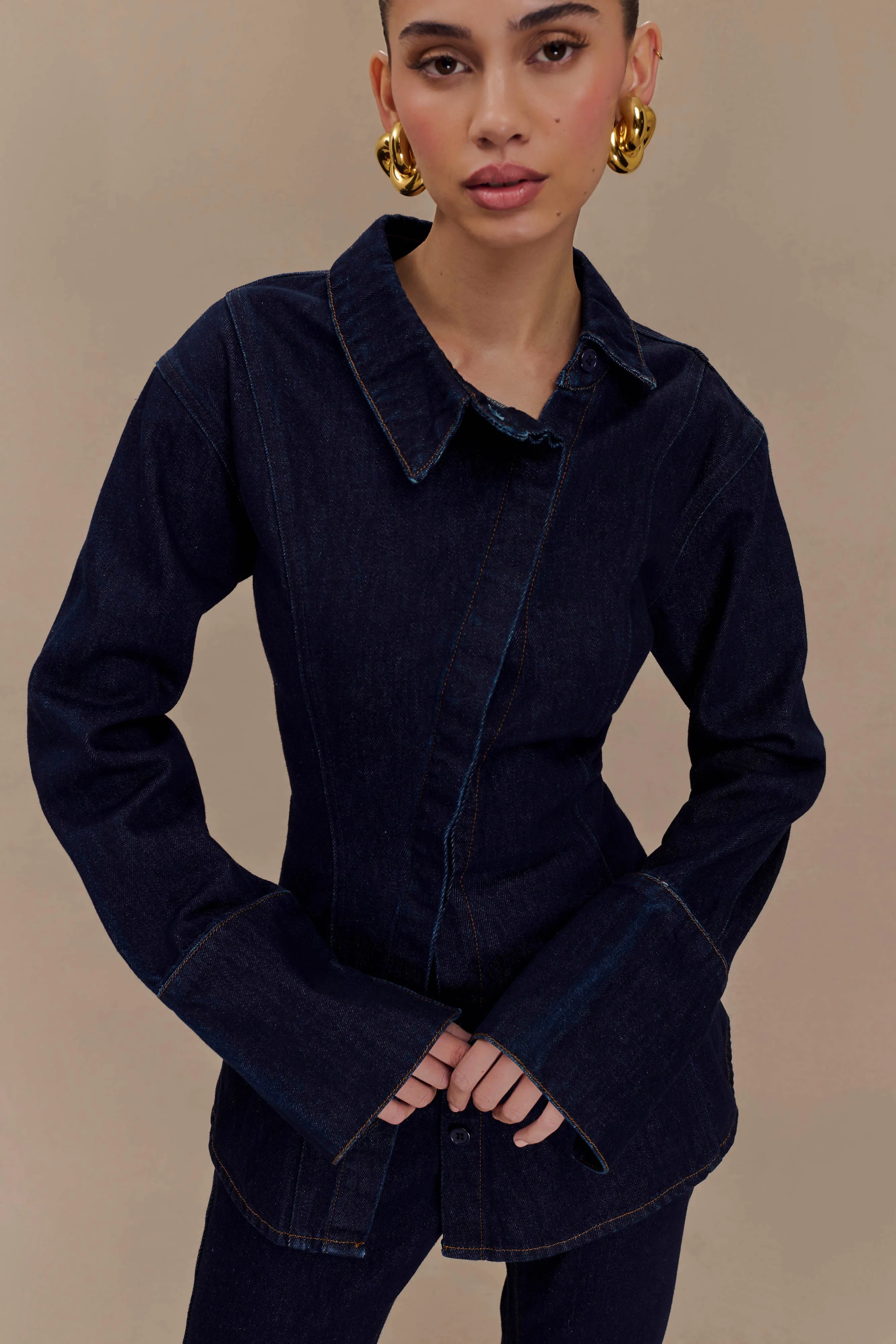 Jericho Asymmetrical Denim Shirt - Indigo Blue