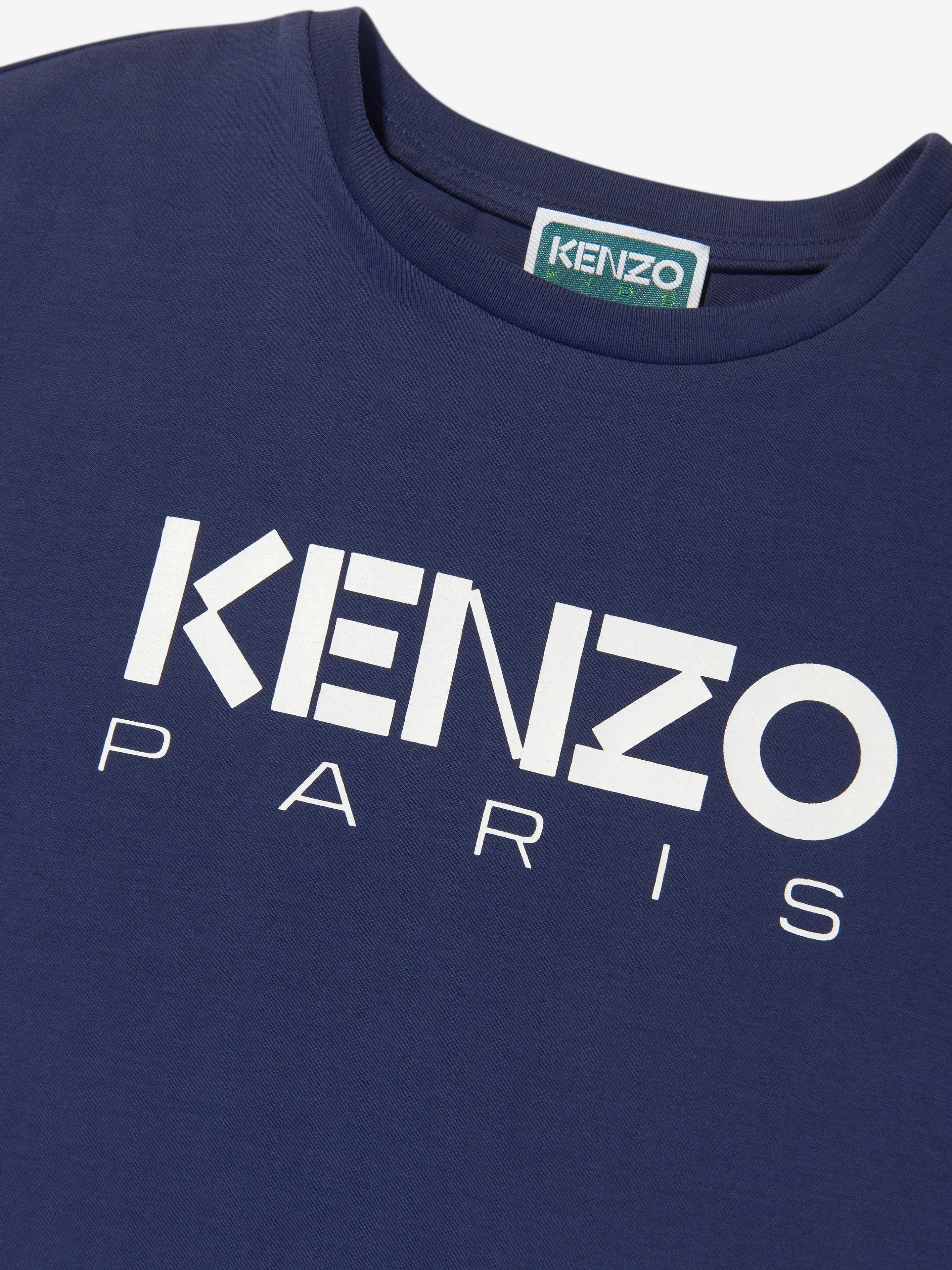 KENZO Girls Logo Print Skater Dress in Blue