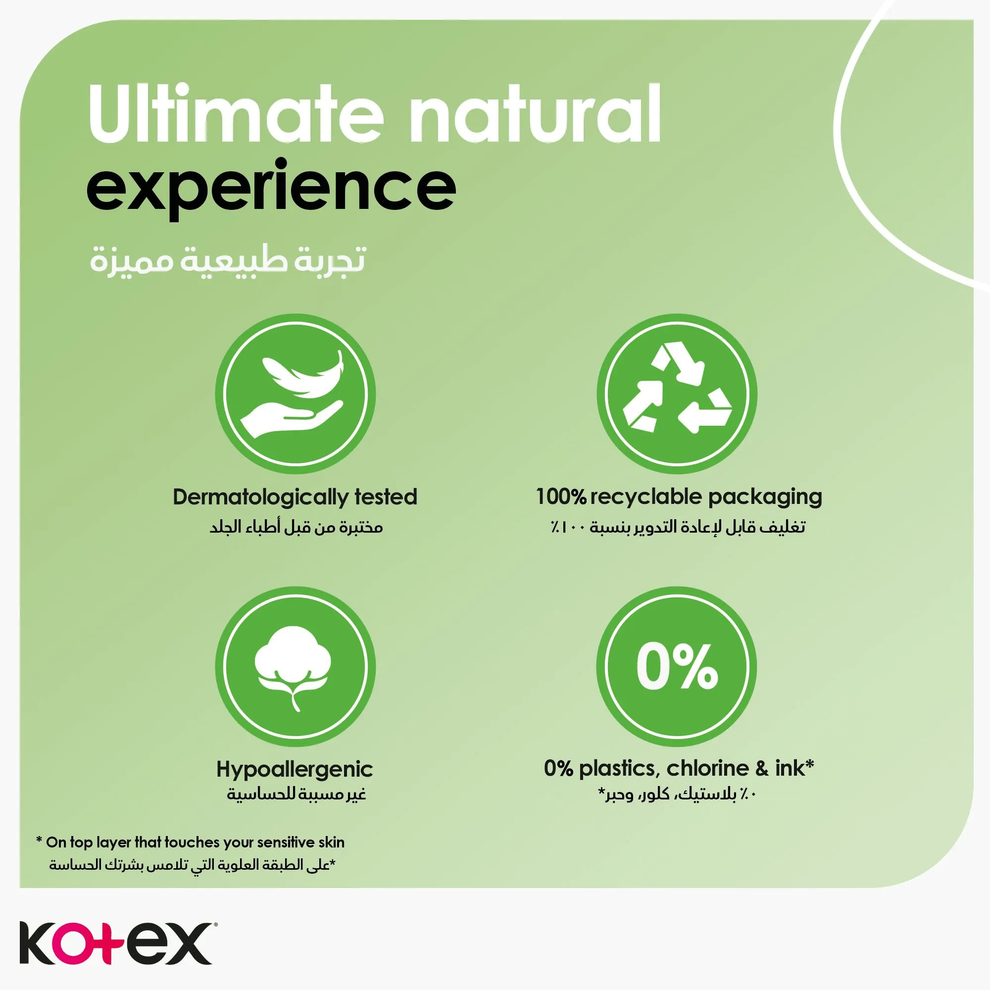 Kotex Natural Maxi Protect 100% Cotton Pad With Wings - 50 Pads