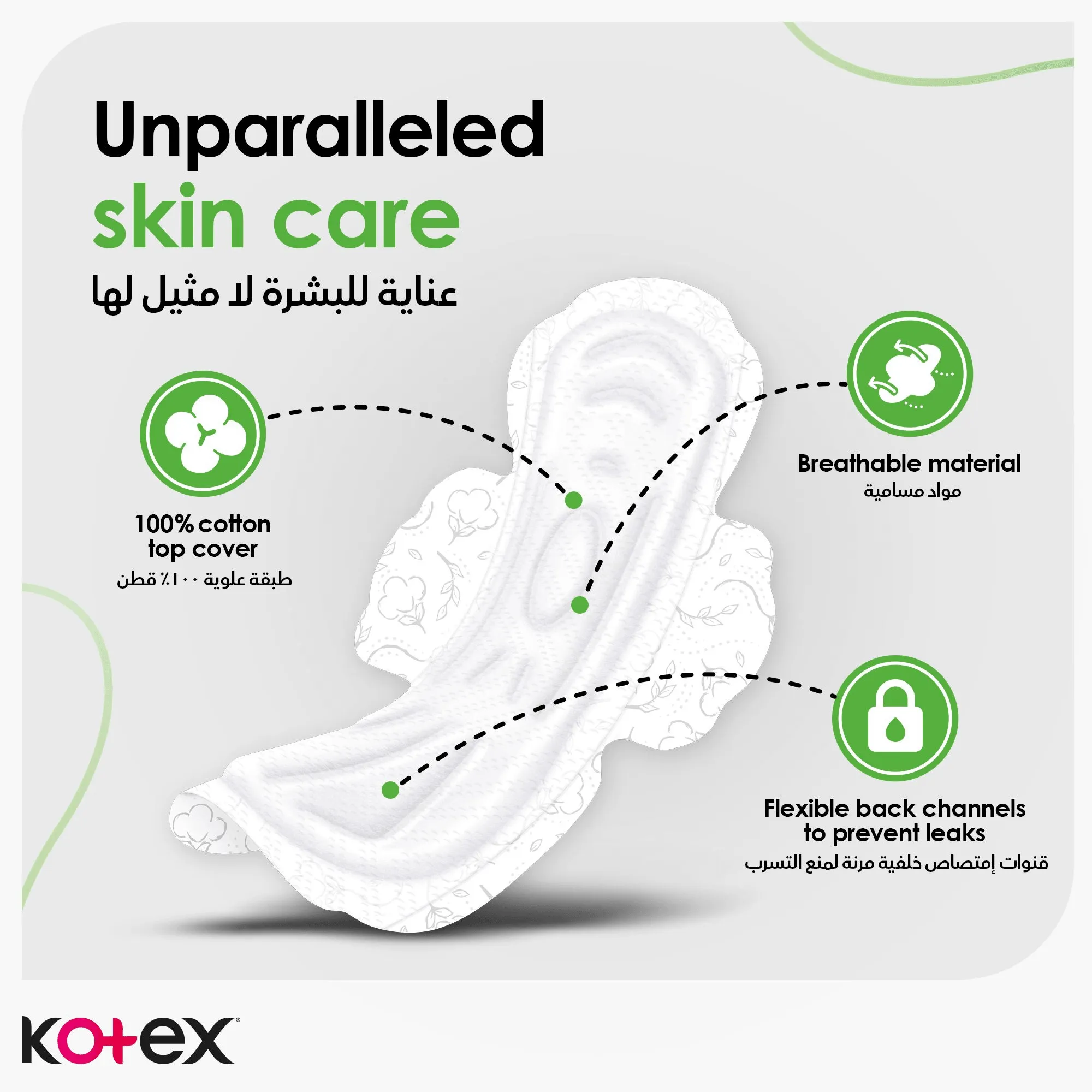 Kotex Natural Maxi Protect 100% Cotton Pad With Wings - 50 Pads